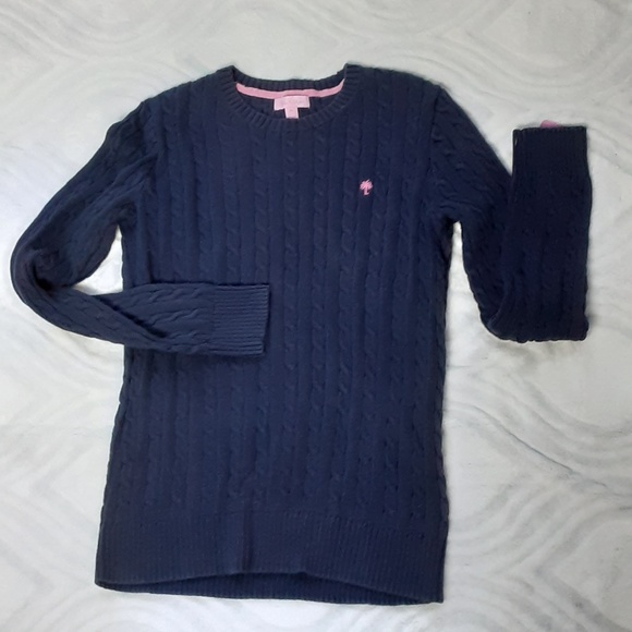 Lilly Pulitzer Sweaters - Lily Pulitzer Cotton Navy Cable Sweater Top Med